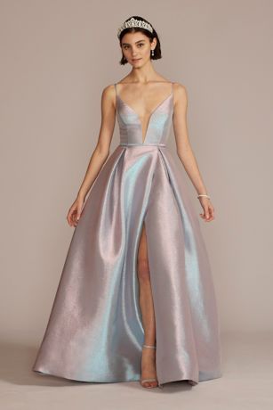 Pleated Iridescent Ball Gown | David's ...